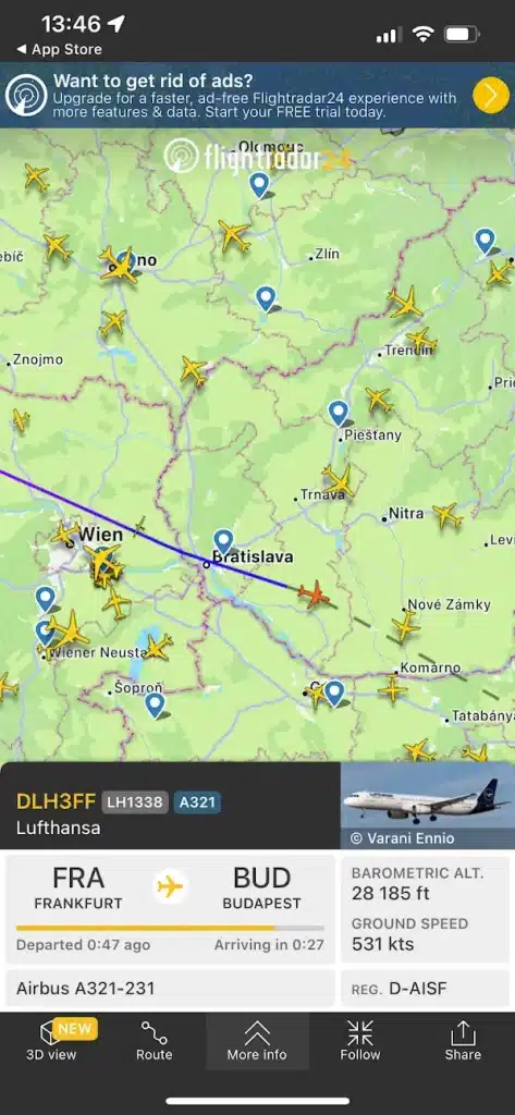 Flightradar24 - sledovanie lietadla