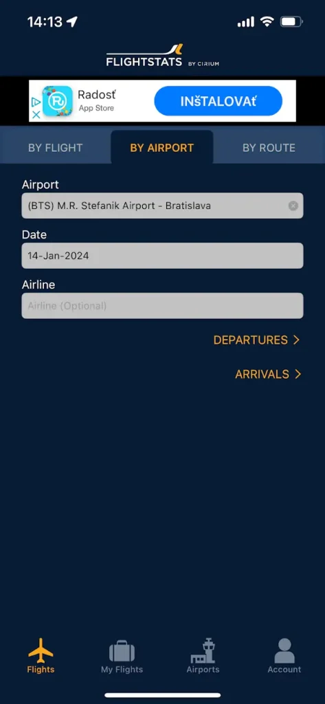 Flightstats - Poloha letu