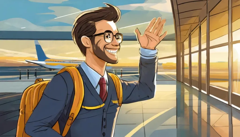 Muž sa lúči na letisku - dovidenia